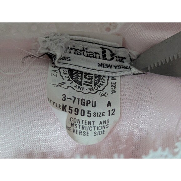 VTG Christian Dior Soft Fleece Robe Nightgown Sz 12 Pink Button Front Smocked - Picture 12 of 14